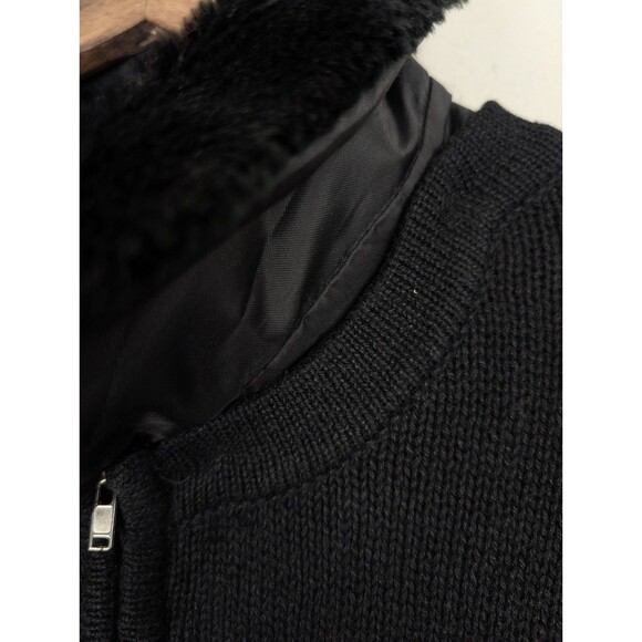 VJ Woman Black Christmas Nutcracker Drum Snowflakes Fur Collar Zip Sweater 2X - Picture 11 of 14